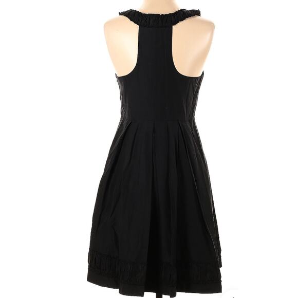 Quillaree Anthropologie Pleated Ruffle Black Dress 100% Silk Cocktail Womens 6 - Picture 10 of 14